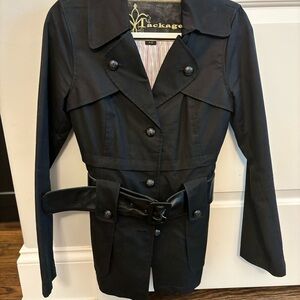 Fitted Mackage Black Jacket with Belt
